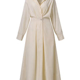 Elsie™ Elegant Button Lapel Midi Dress