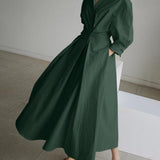 Elsie™ Elegant Button Lapel Midi Dress