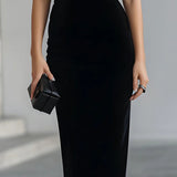 Raina™ Elegant Suede Midi Dress