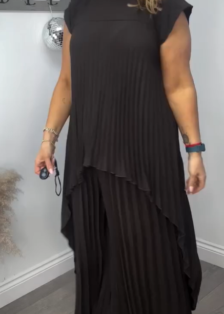 Sherry™ Pleated Midi Top & Wide-Leg Pants Set
