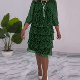 Claire™ Elegant Layered Polka Dot Dress