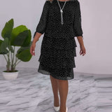 Claire™ Elegant Layered Polka Dot Dress