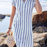 Brianna™ Elegant Cotton Striped Dress