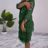 Claire™ Elegant Layered Polka Dot Dress