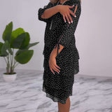 Claire™ Elegant Layered Polka Dot Dress