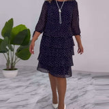 Claire™ Elegant Layered Polka Dot Dress