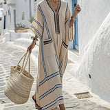 Elena™ Elegant Loose Striped Dress with Pockets