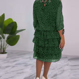 Claire™ Elegant Layered Polka Dot Dress