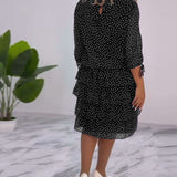 Claire™ Elegant Layered Polka Dot Dress