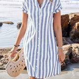 Brianna™ Elegant Cotton Striped Dress