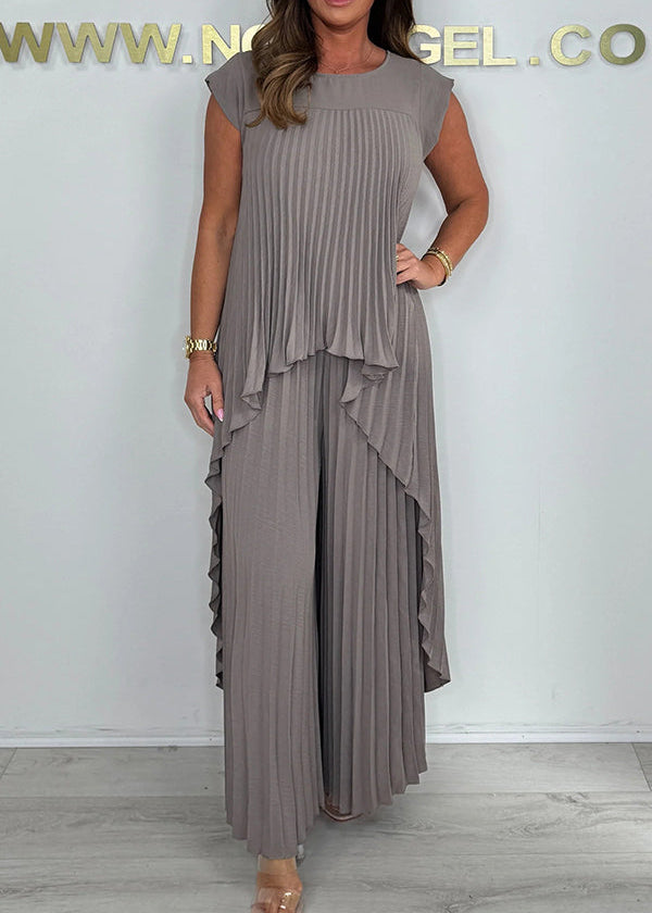 Sherry™ Pleated Midi Top & Wide-Leg Pants Set