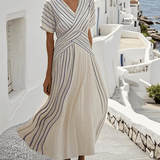 Sabrinah™ Elegant Loose striped maxi dress