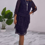Claire™ Elegant Layered Polka Dot Dress