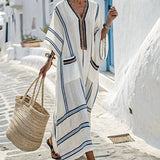Elena™ Elegant Loose Striped Dress with Pockets