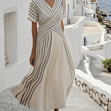 Sabrinah™ Elegant Loose striped maxi dress