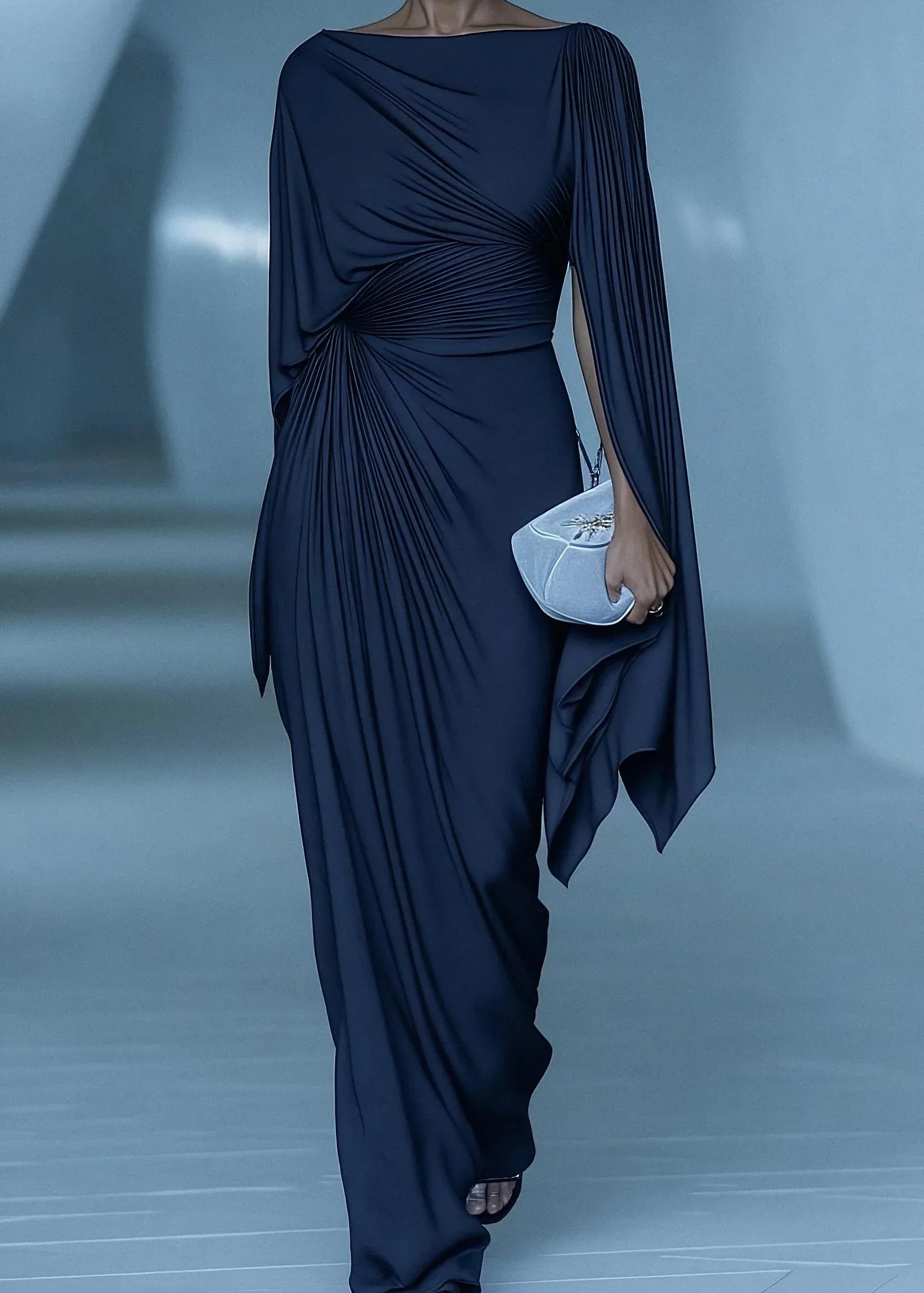 Melyssa™ Pleated Drape Maxi Dress