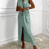 Venessa™ Elegant Dress with Draped Ruched Slit