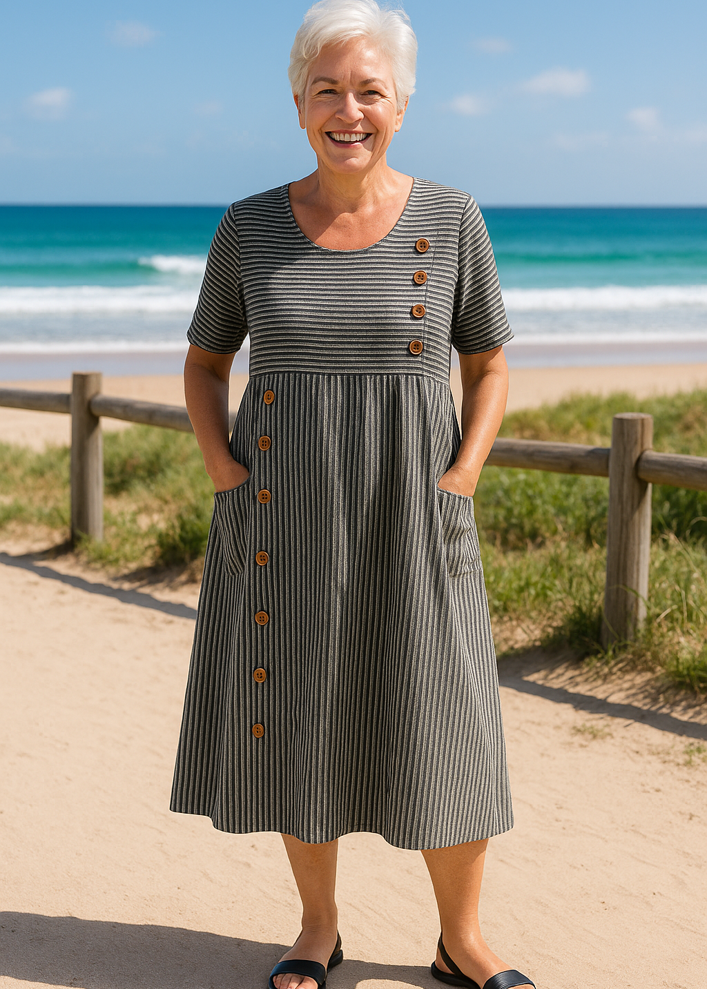 Brenna™ Striped Midi Dress