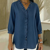 Abigail™ Elegant Denim Blouse