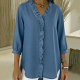 Abigail™ Elegant Denim Blouse