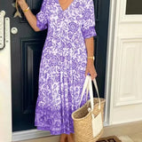 Penelope™ Elegant Floral V-Neck Dress