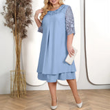Erline™ Elegant Chiffon Lace Midi Dress
