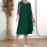 Erline™ Elegant Chiffon Lace Midi Dress