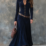 Mavis™ Elegant Suede Maxi Dress + FREE belt