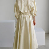 Elsie™ Elegant Button Lapel Midi Dress