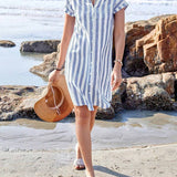 Brianna™ Elegant Cotton Striped Dress