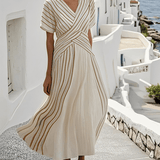 Sabrinah™ Elegant Loose striped maxi dress