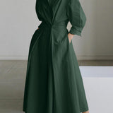 Elsie™ Elegant Button Lapel Midi Dress